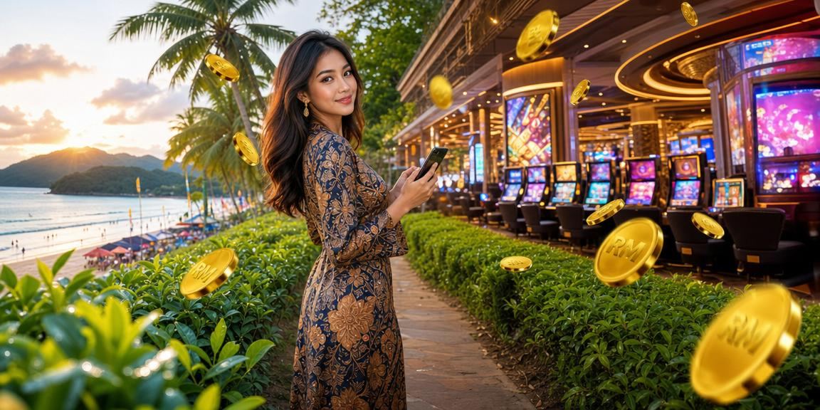 Pengguna Langkawi menggunakan aplikasi kasino mudah alih 56000 dengan rekaan batik Malaysia